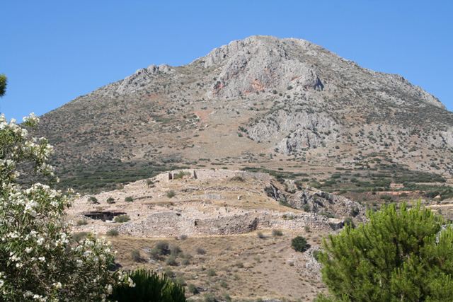 Mycenae - The citadel viewed from the Treasury of Atreus